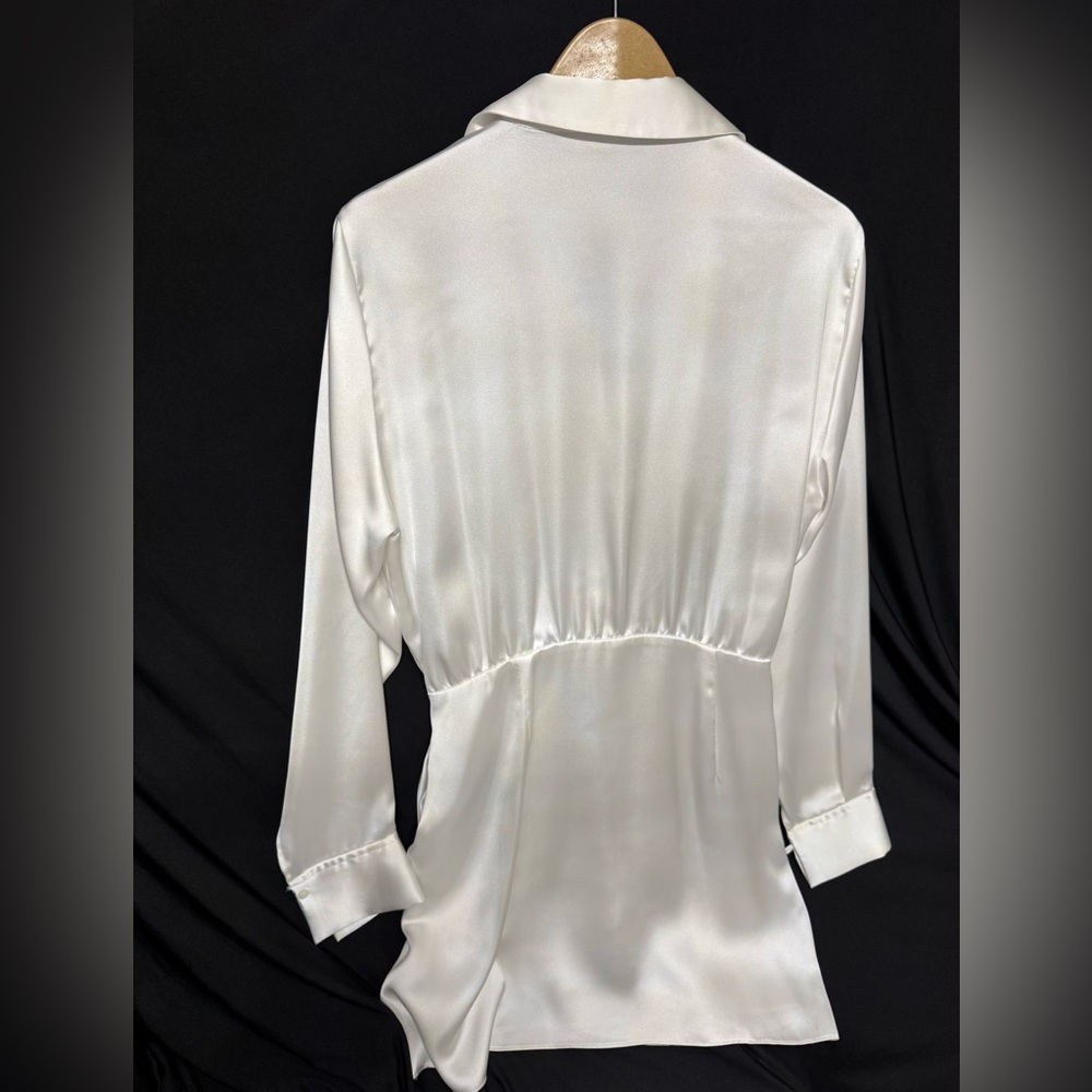 Zara Elegant White Satin top or mini dress - Picture 2 of 7